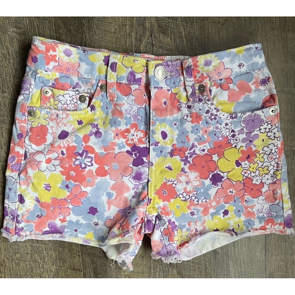 Levis Girls Youth Stretch Girlfriend Shorts Floral 10 Reg